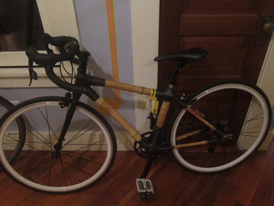 A friend (and occasional bikeit rider) built herself a custom bamboo-and-carbon-fiber bike. Awesome.