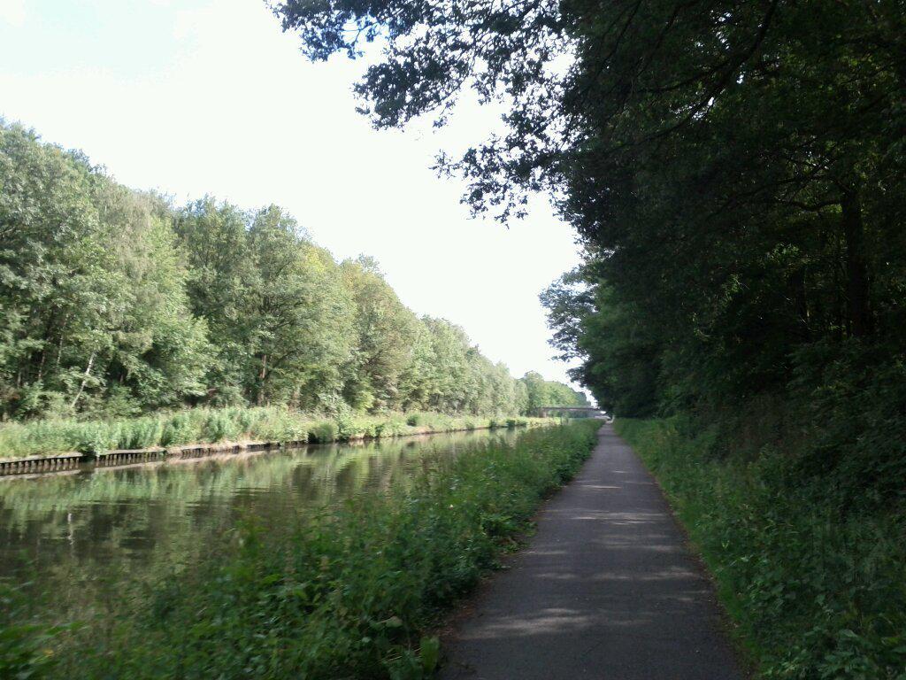 Bike path along the Antwerp-Turnhout Canal. Riders in full spandex kits zoom by. Definitely in Flanders now.
