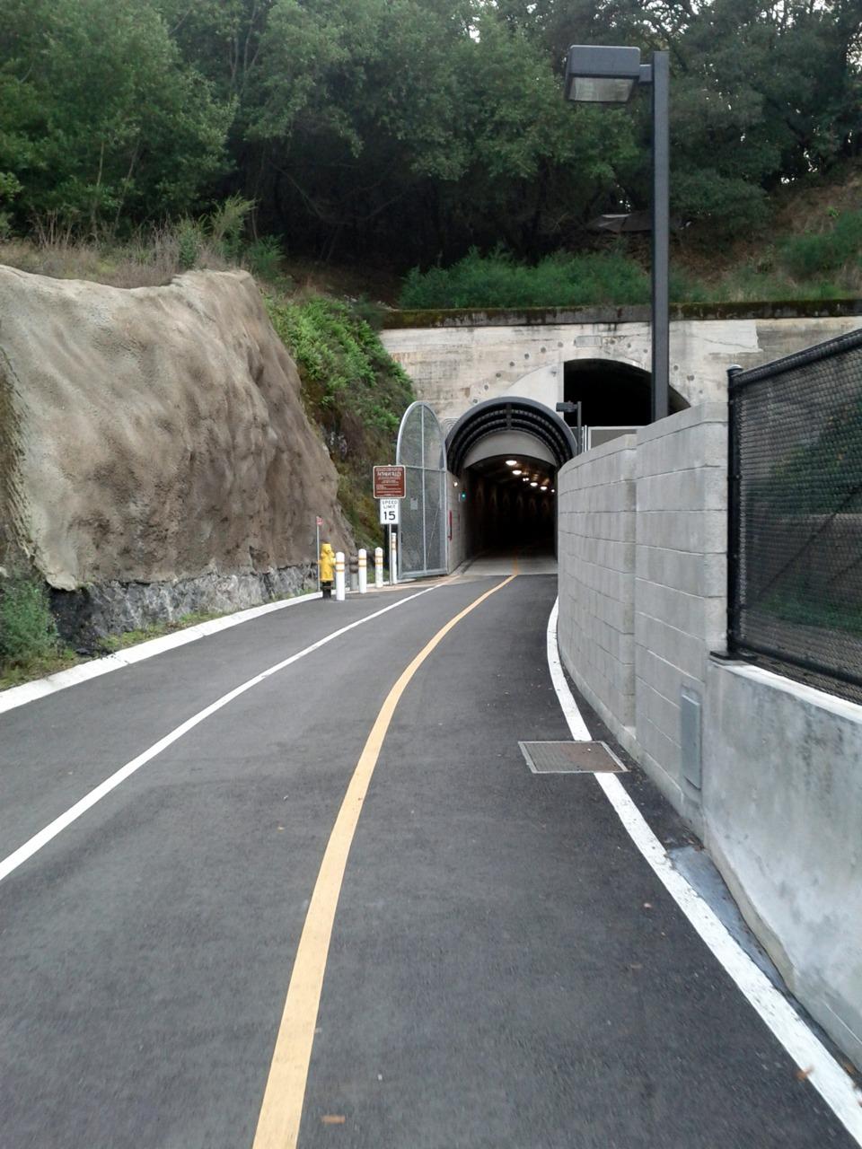 Bike Tunnel! (specifically, the newish Cal Park Hill Tunnel near Larkspur, which I finally checked out last weekend when I was...
