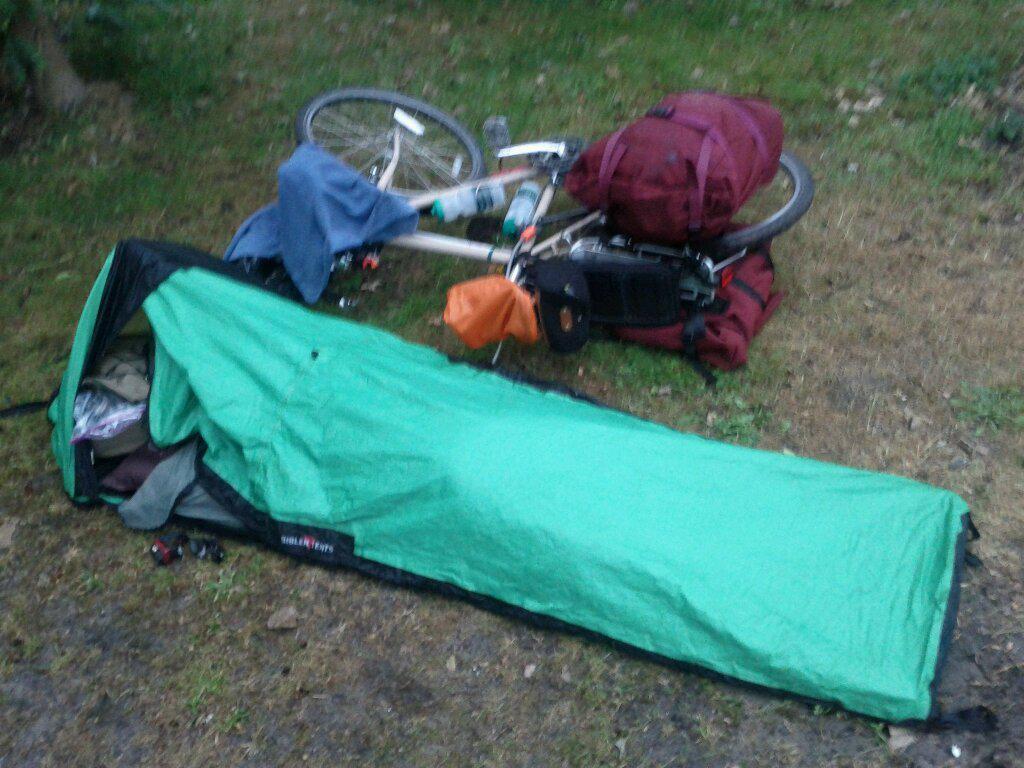 Bivy tent camping near Kijkduin by the ocean
