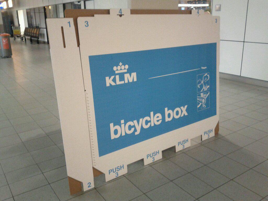 Clever tabbed no-tape-required bike box design (and have I mentioned you can check a bike on KLM for free?)