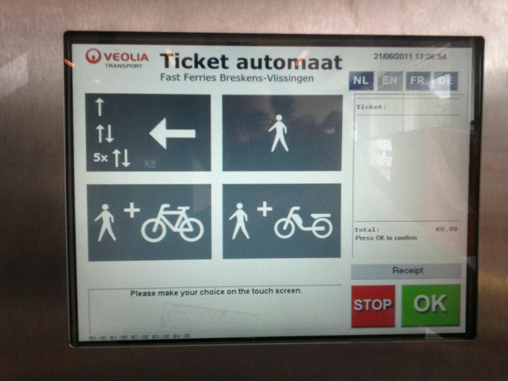 Ferry ticket vending machine (pedestrians, bikes, and motorcycles only)