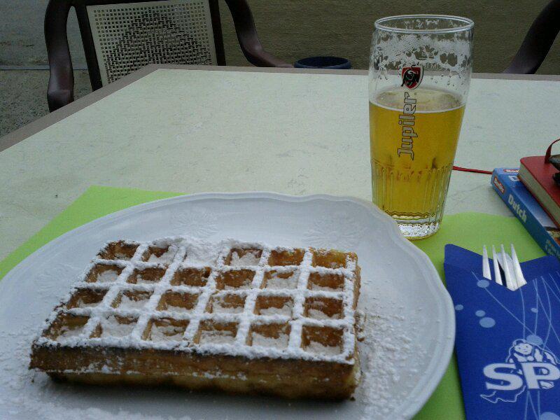 First waffle in Belgium (this is shaping up to be one of those stop-in-every-small-town-for-a-snack days, a la RAGBRAI)
