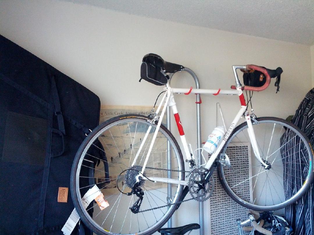 Free-standing 2-bike rack for the apartment.