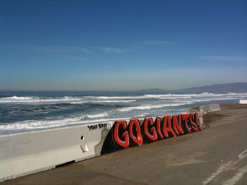 Giants tag along the ocean.