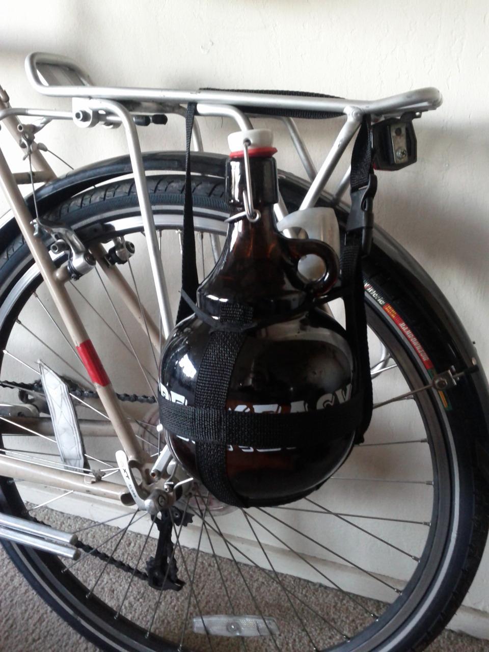 Just finished a custom bike-mounted growler-carrying sling.