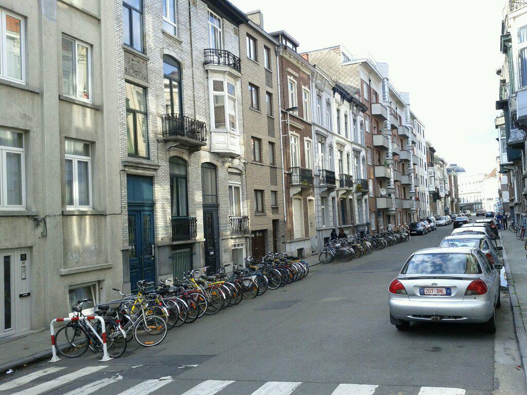 Look at relative space used for bike vs. car parking (and this is just an arbitrary residential street outside the city center,...