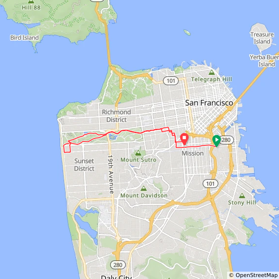 Map: Ocean Beach & Back