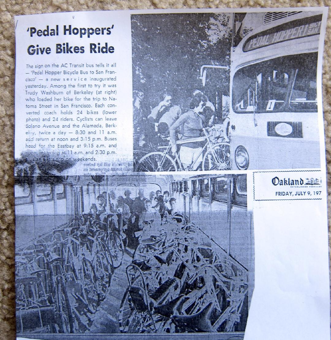 More history: in 1971 there was a "Pedal Hoppers" bike bus (24 bikes + 24 passengers) between the East Bay and SF (as usual,...