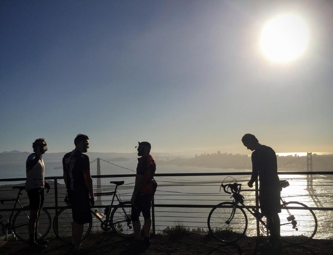Pre-work ride across the bridge and up Hawk Hill.