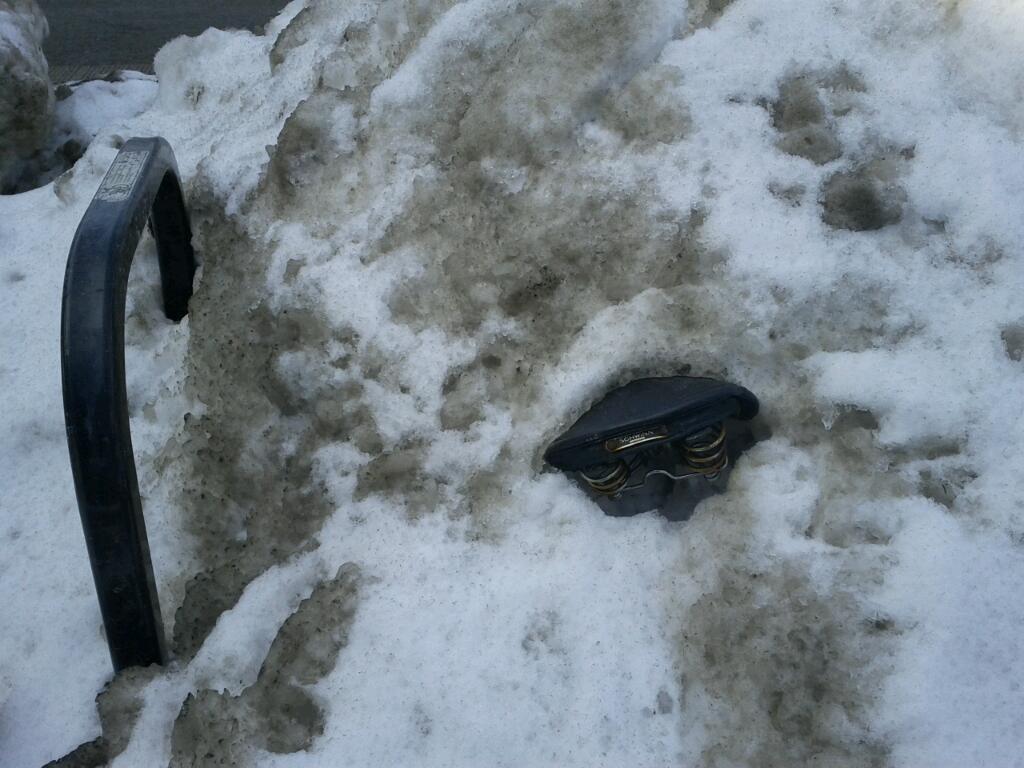 sad bike in chicago snow