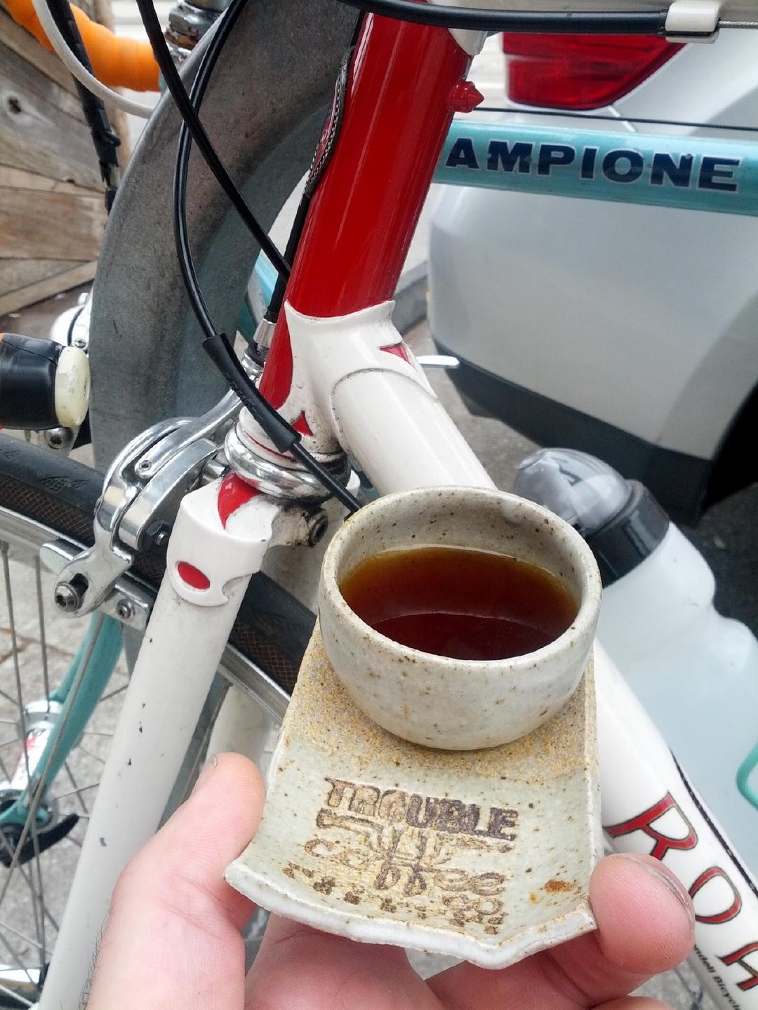 Solo morning ride over foggy twin peaks to the ocean and Trouble Coffee